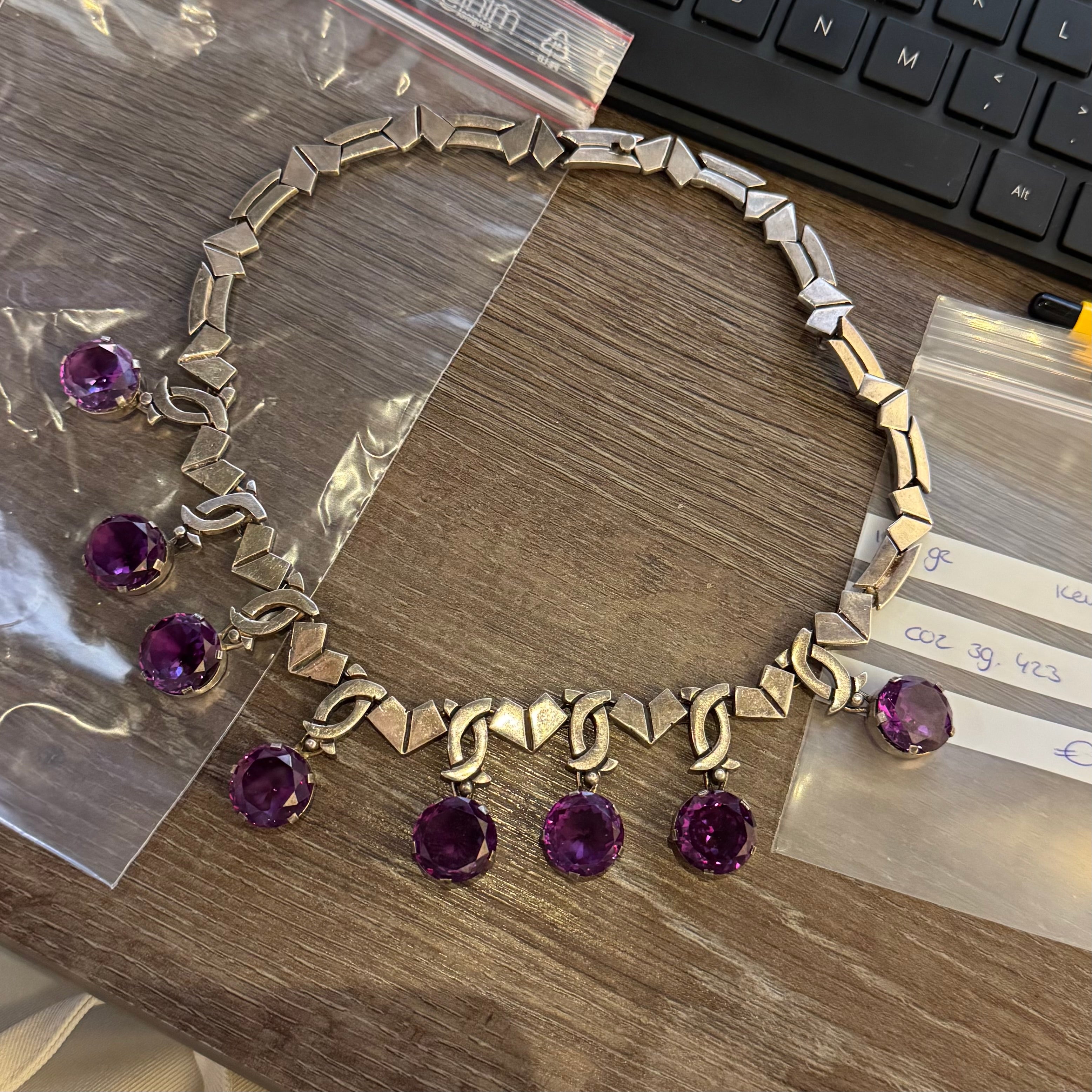 Vintage Sterling Silver Necklace with Sapphire